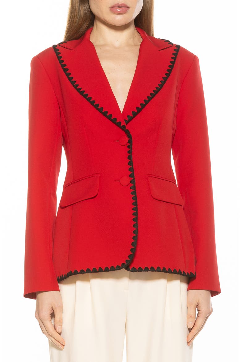 Contrast Embroidered Blazer, Main, color, RED