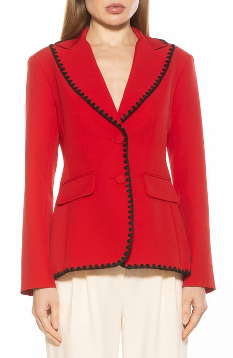 Contrast Embroidered Blazer