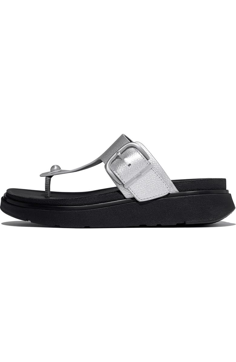 FitFlop Gen FF Buckle Tumbled Leather Toe Post Sandals, Alternate, color, Silver