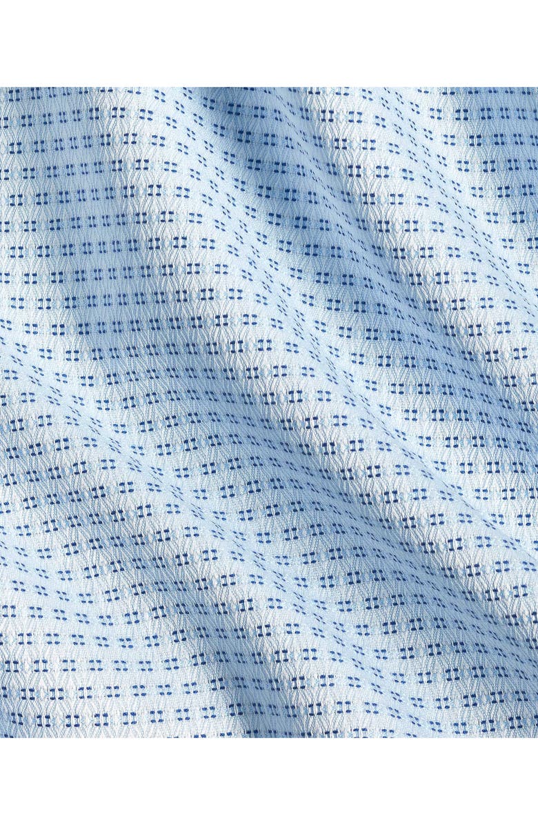 David Donahue Trim Fit Light Green Micropattern Cotton Dobby Dress Shirt, Alternate, color, Sky/ Navy