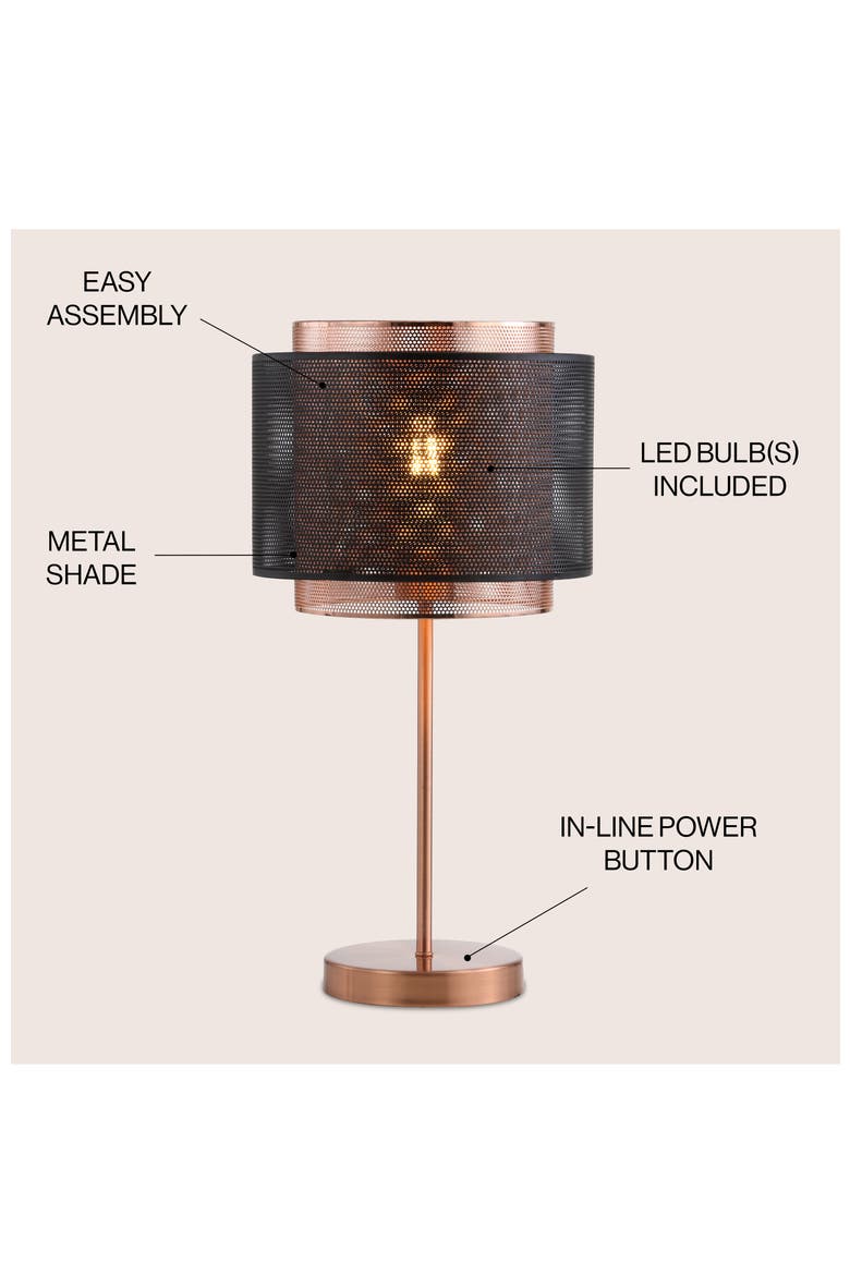 Tribeca 19.7" Metal LED Table Lamp, Copper/Black, Alternate, color, Copper