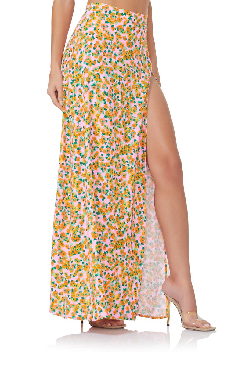 AFRM Deren Floral Slit Hem Maxi Skirt, Alternate, color, High Summer Ditsy