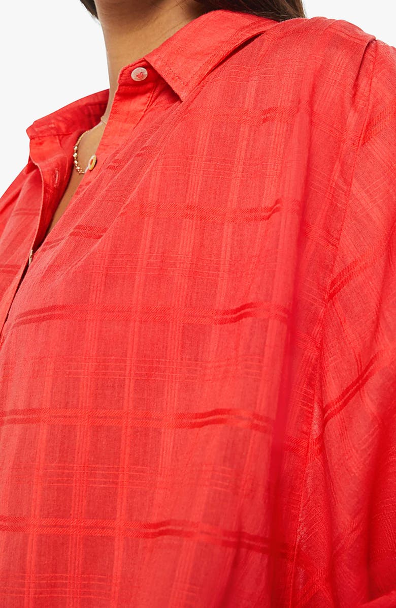 MOTHER The Breeze Grid Cotton Shirt, Alternate, color, Hope That Helps