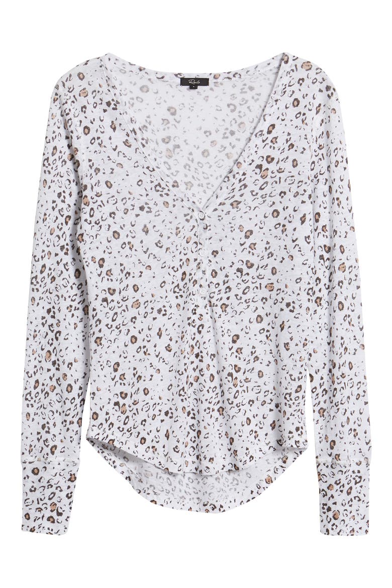 Jourdan Leopard Print Linen Blend Henley, Alternate, color, WHITE MOCHA LEOPARD