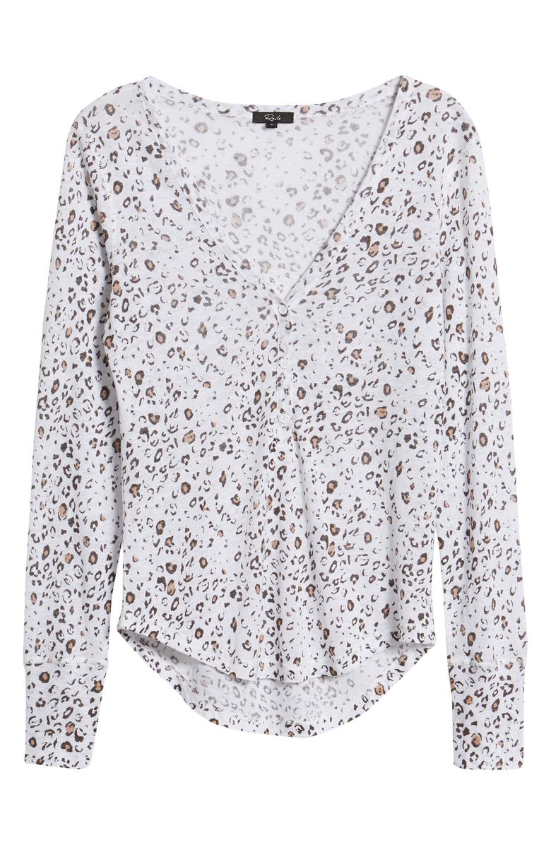 Rails Jourdan Leopard Print Linen Blend Henley, Alternate, color, 