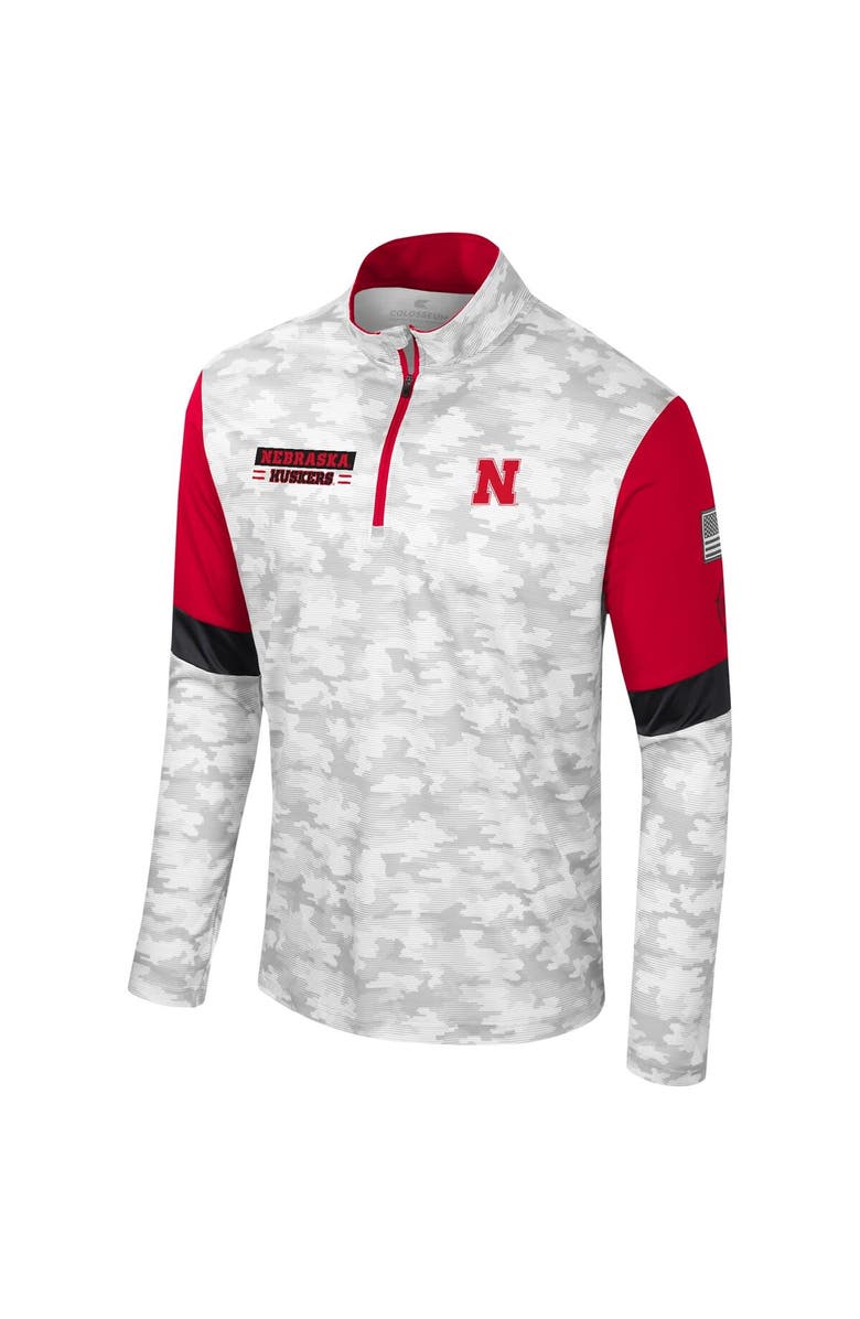 COLOSSEUM Men's Colosseum Camo Nebraska Huskers OHT Military Appreciation Tomahawk Quarter-Zip Windshirt, Alternate, color,