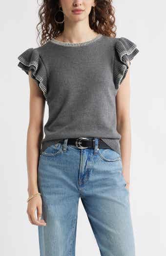 Treasure & Bond Flutter Sleeve Cotton Sweater