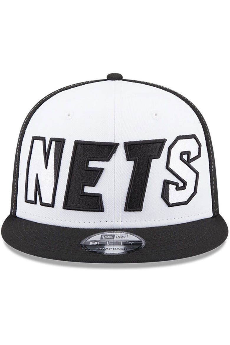 Men's New Era  White/Black Brooklyn Nets Back Half 9FIFTY Snapback Hat, Alternate, color, White