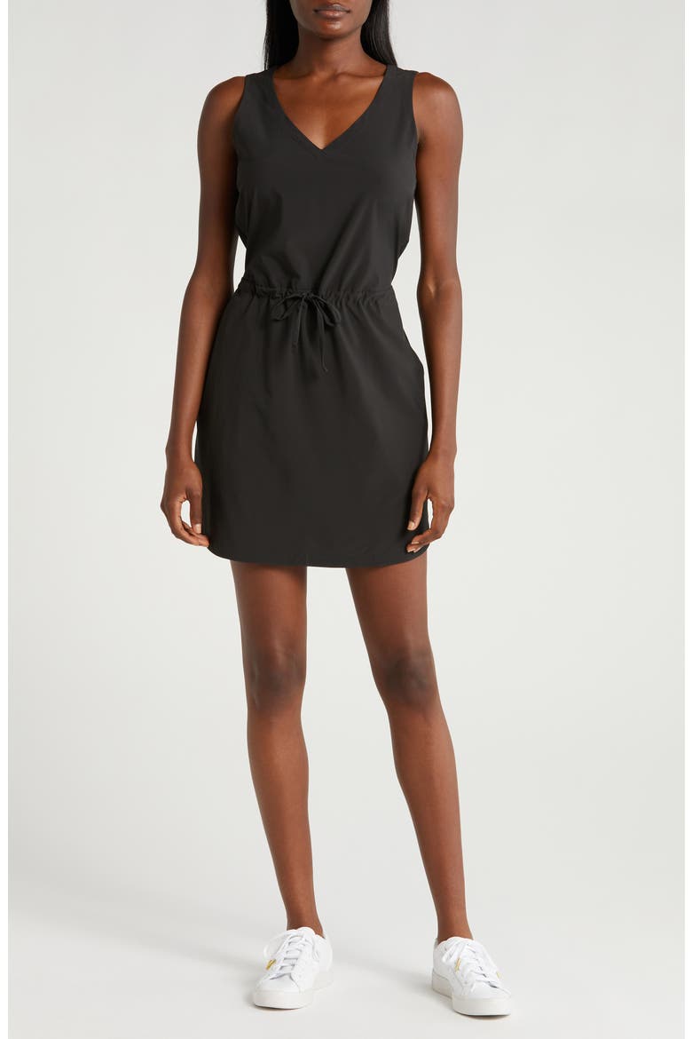 Breeze Drawstring Waist Dress, Main, color, BLACK