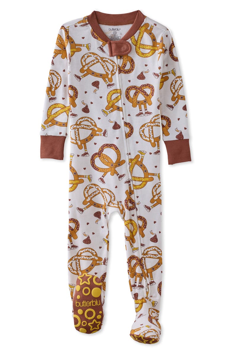 BUTTERBLU Cruz One-Piece Fitted Organic Cotton Footie Pajamas, Main, color,