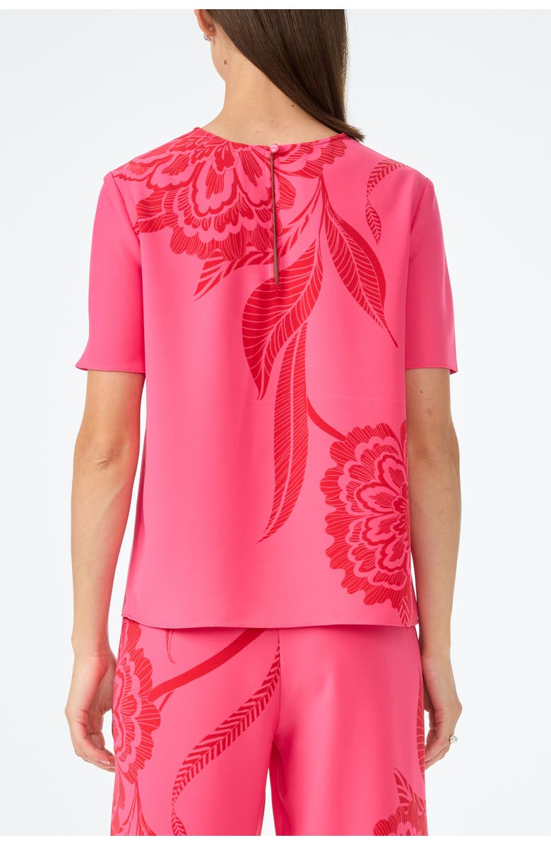 Trina Turk Sugarhill Short Sleeve Printed Top, Alternate, color, Rosewater/Reina Red