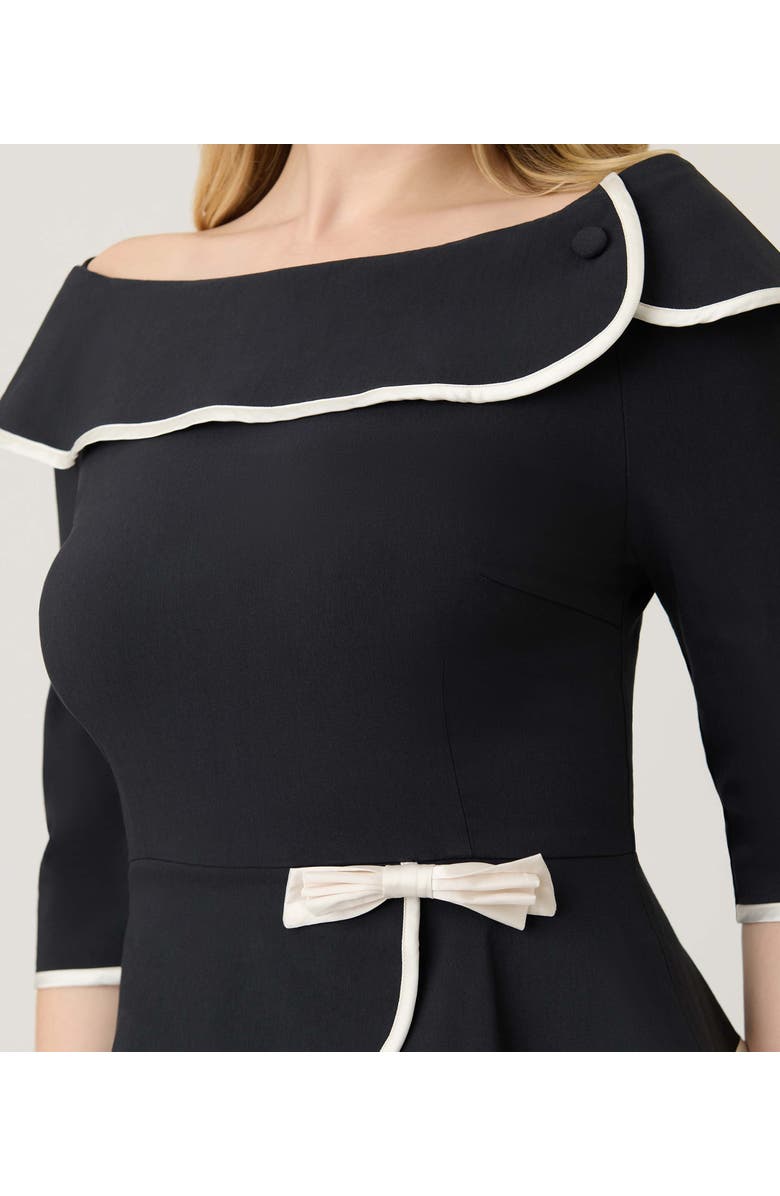 Unique Vintage Peplum Suit Pencil Dress, Alternate, color, Black & White