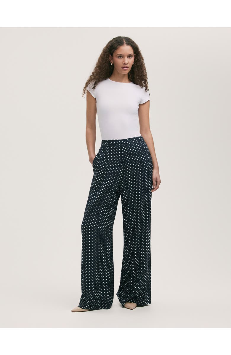 Finery London Nat Viscose Wide Leg Trousers, Alternate, color, Navy Spot