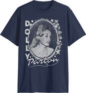 DOLLY PARTON Men's Distressed Stars Portrait Short Sleeve T-Shirt