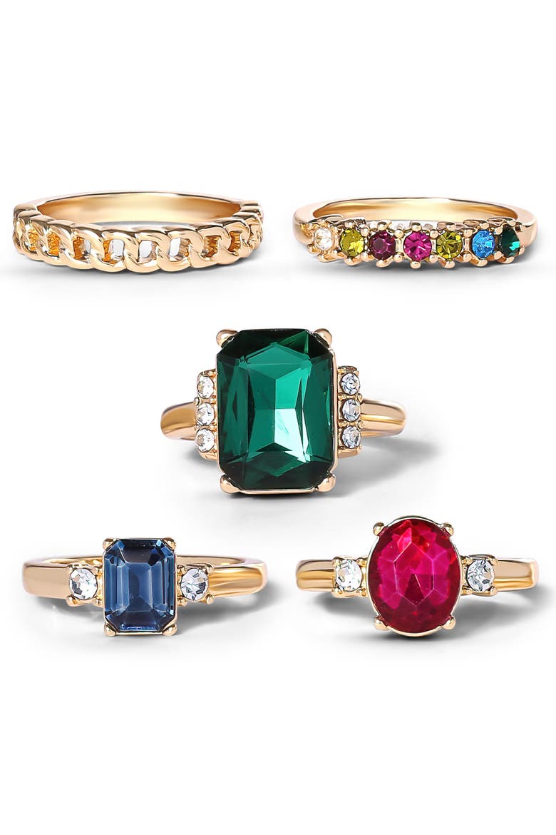 Multi-Gemstone Statement Ring Set, Alternate, color, Gold