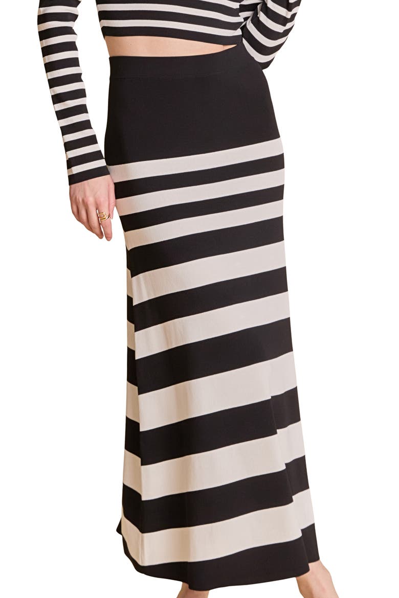 Stripe Midi Sweater Skirt, Alternate, color, BLACK/ CREAM