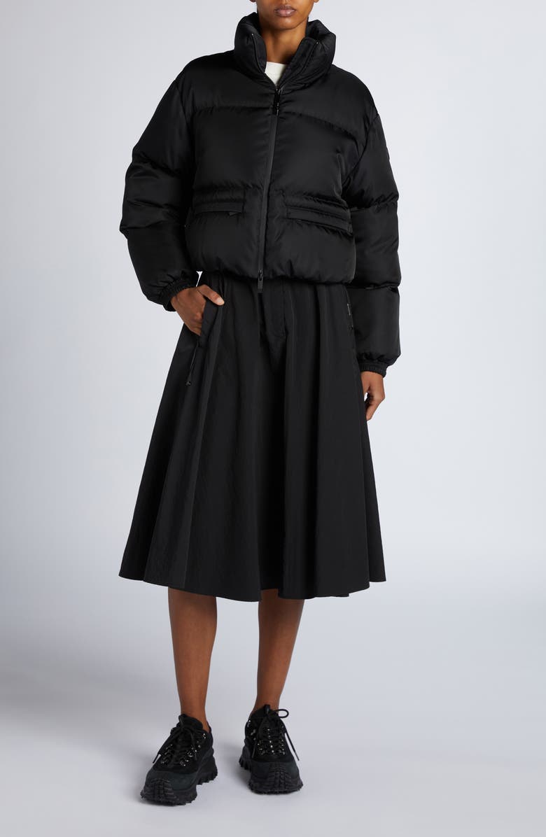 Moncler Belted Circle Skirt, Alternate, color, Black