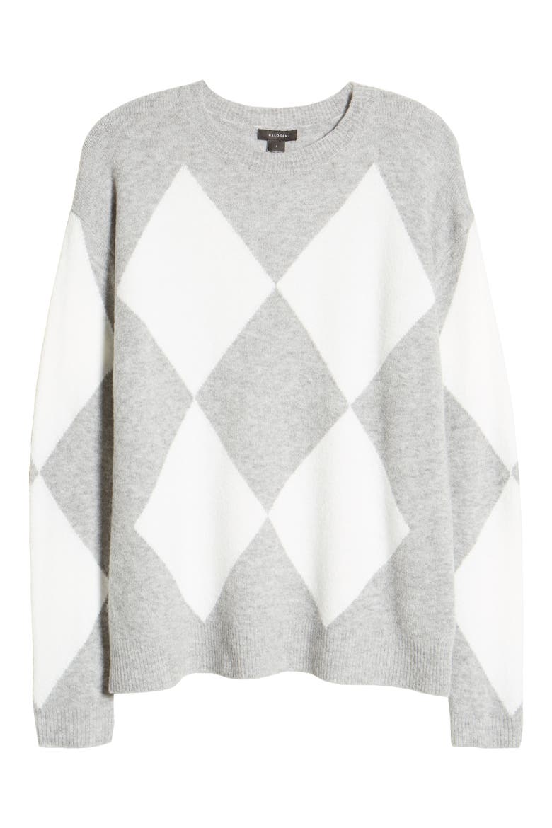 Argyle Sweater, Alternate, color, GREY- IVORY ARGYLE
