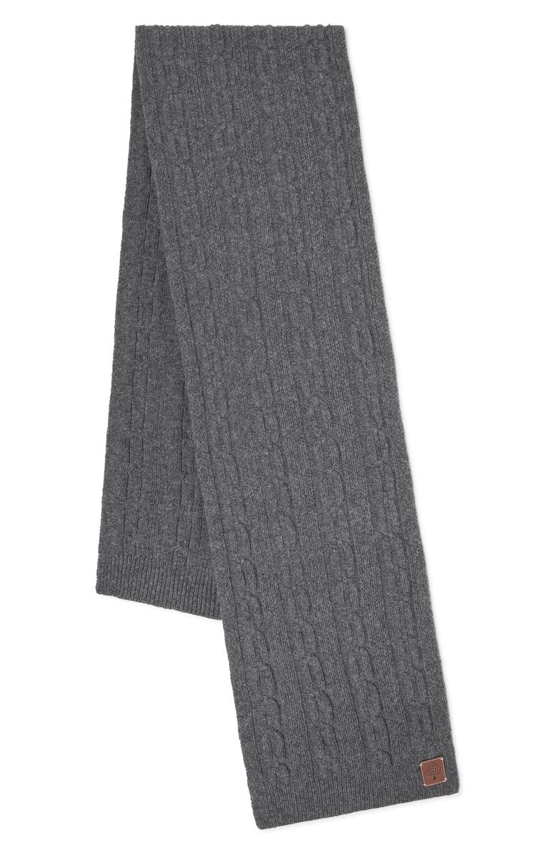 Mulberry Softie Cable Knit Lambswool Scarf, Main, color, Charcoal