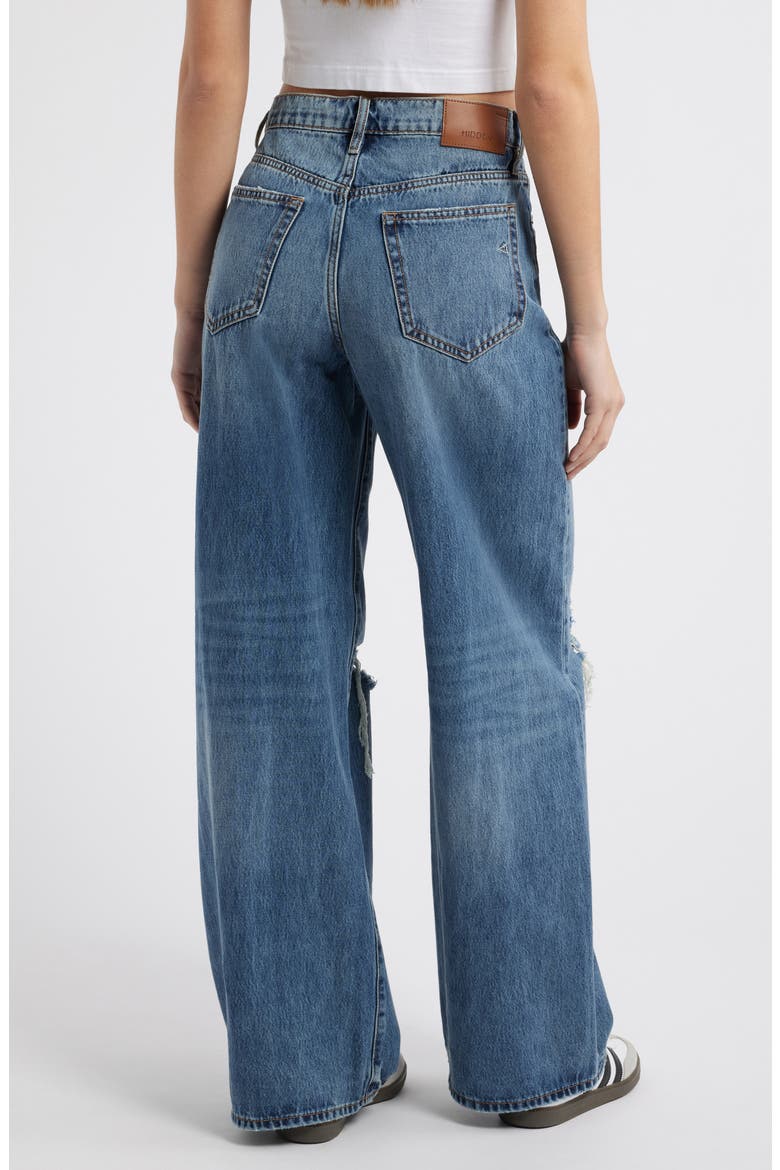 Classic High Waist Distressed Wide Leg Jeans, Alternate, color, MED WASH