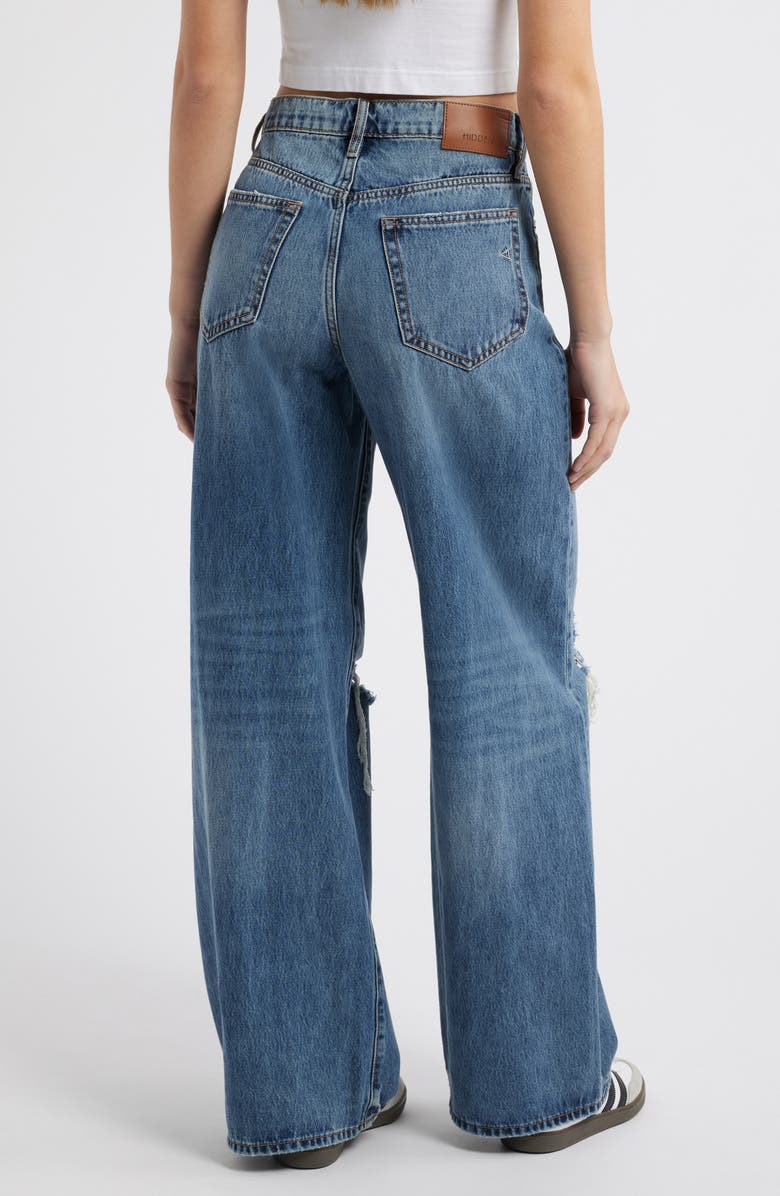 HIDDEN JEANS Classic High Waist Distressed Wide Leg Jeans, Alternate, color, Med Wash