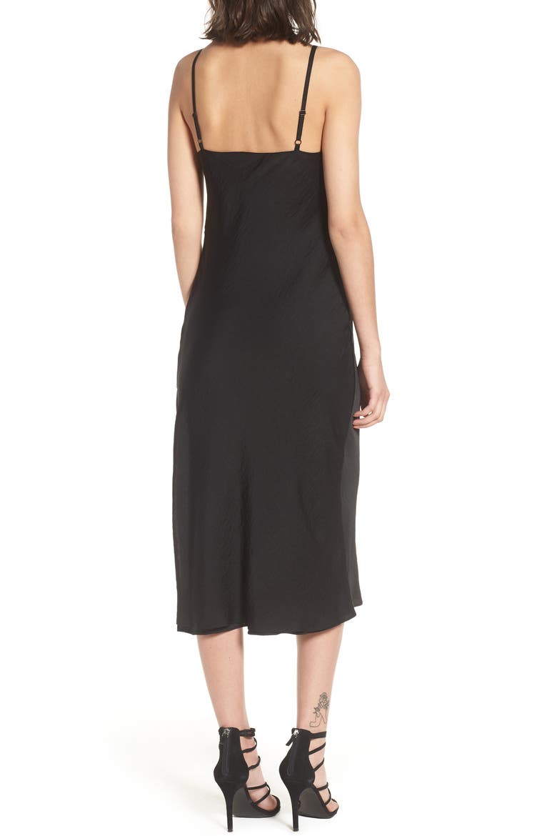 Cowl Neck Satin Midi Dress, Alternate, color, BLACK