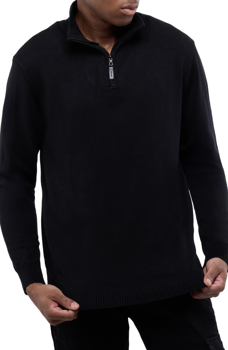 XRAY Quarter Zip Mock Neck Sweater, Alternate, color, Black