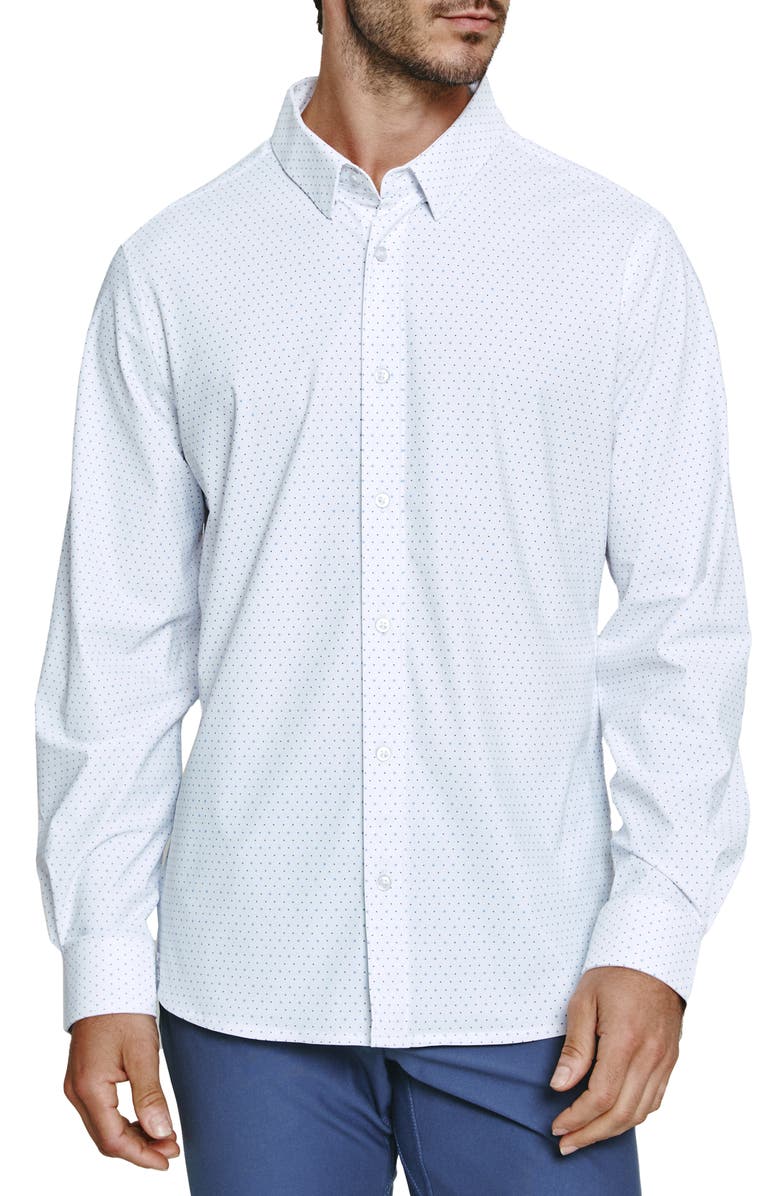 7 Diamonds Anton Dot Print Performance Button-Up Shirt, Main, color, 
