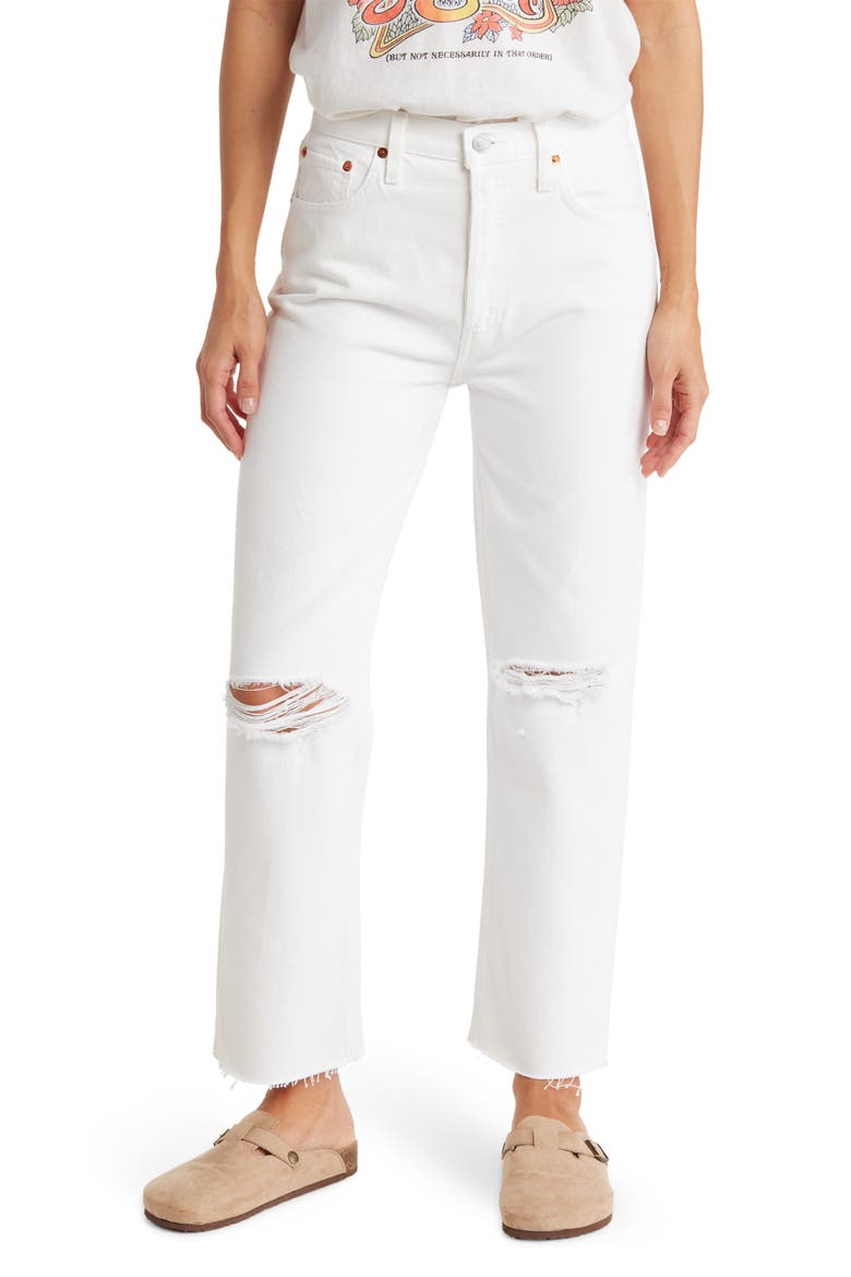 Originals High Waist Stove Pipe Jeans, Main, color, WHITE DESTROY