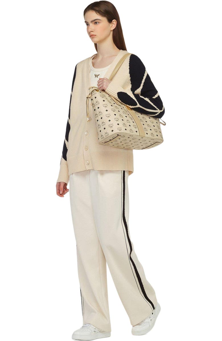 MCM Medium Liz Reversible Shopper, Alternate, color, Beige+Black Logo