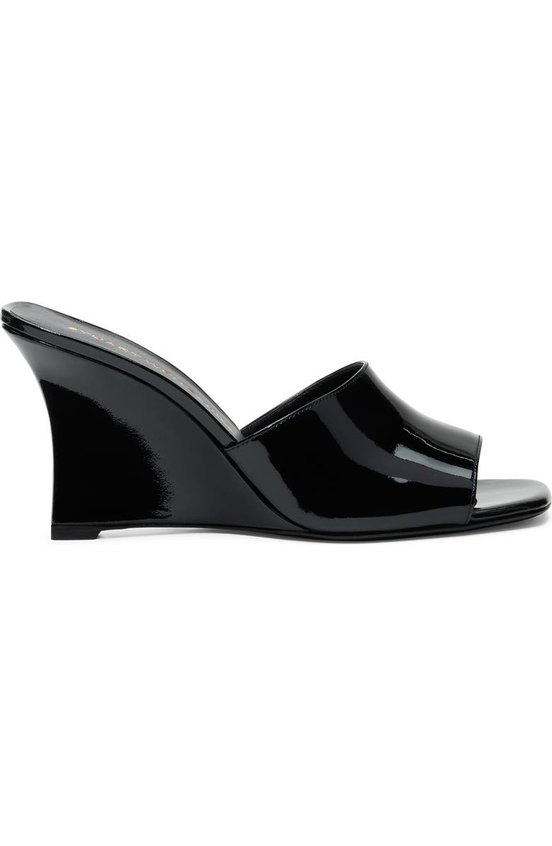 Stuart Weitzman Vinnie 85 Patent Leather Wedge Mule, Alternate, color, Black