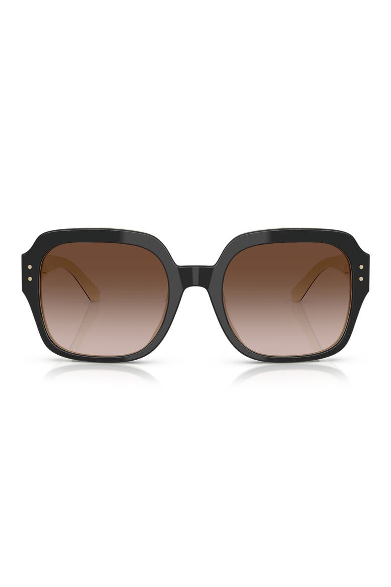 56mm Round Sunglasses, Main, color, BLACK/IVORY