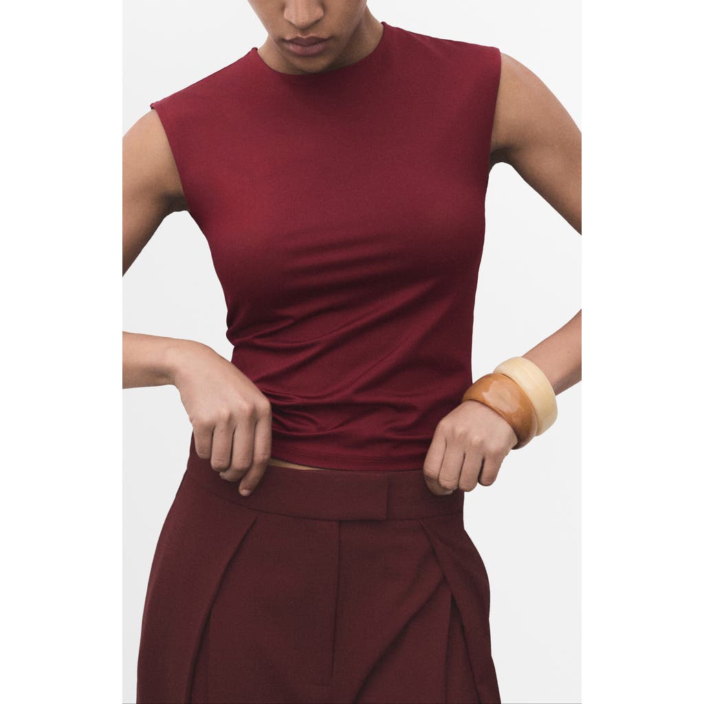 Mango Fitted Sleeveless Top In Burgundy