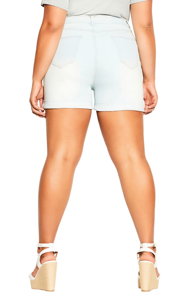 City Chic High Waist Denim Shorts, Alternate, color, Denim Light
