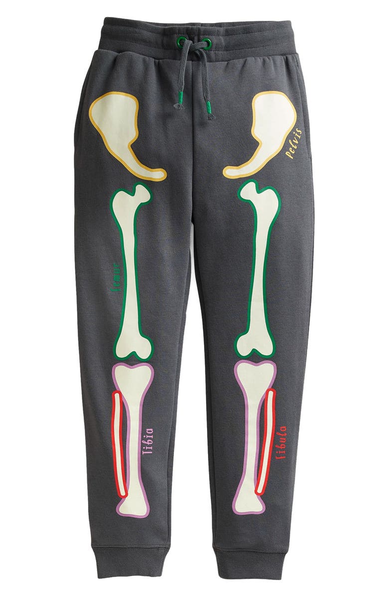 Mini Boden Kids' Halloween Bones Glow in the Dark Cotton Joggers, Main, color, 