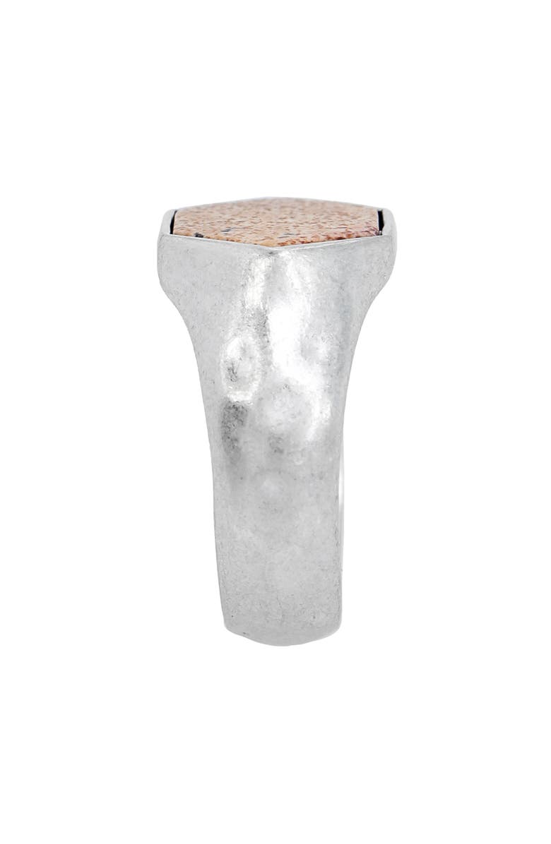 AllSaints Leopard Skin Jasper Stone Hexagon Signet Ring, Alternate, color,