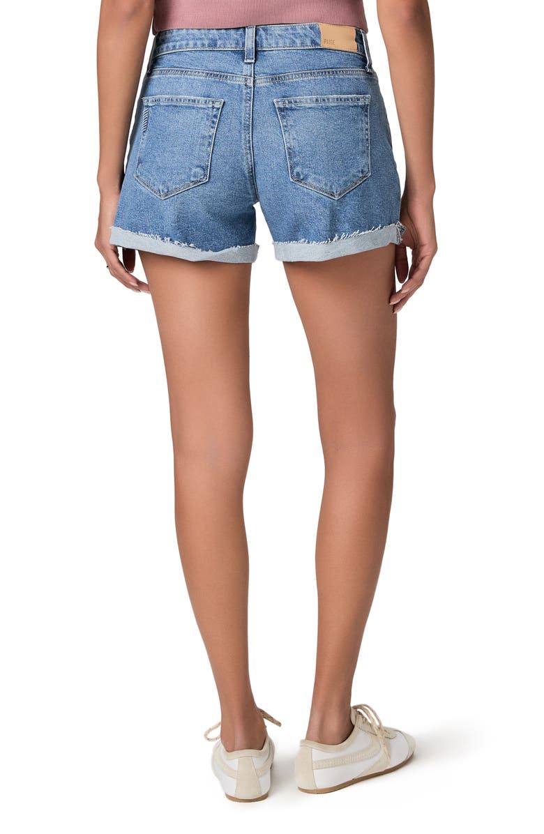 PAIGE Dylan Cuffed Raw Hem Mid Rise Denim Shorts, Alternate, color, Tulipe