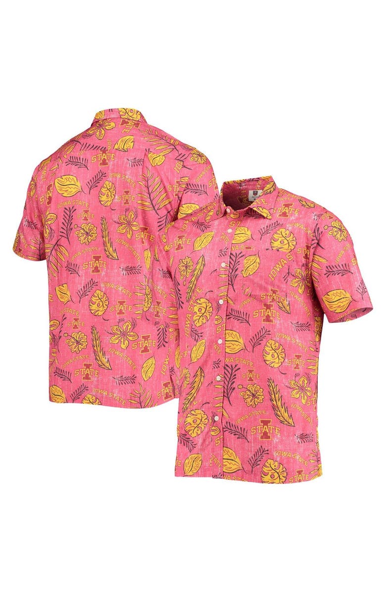 Wes & Willy Men's Wes & Willy Cardinal Iowa State Cyclones Vintage Floral Button-Up Shirt, Main, color, 