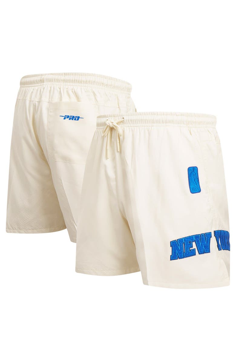 PRO STANDARD Men's Pro Standard Cream New York Knicks Triple Tonal Woven Shorts, Main, color, 