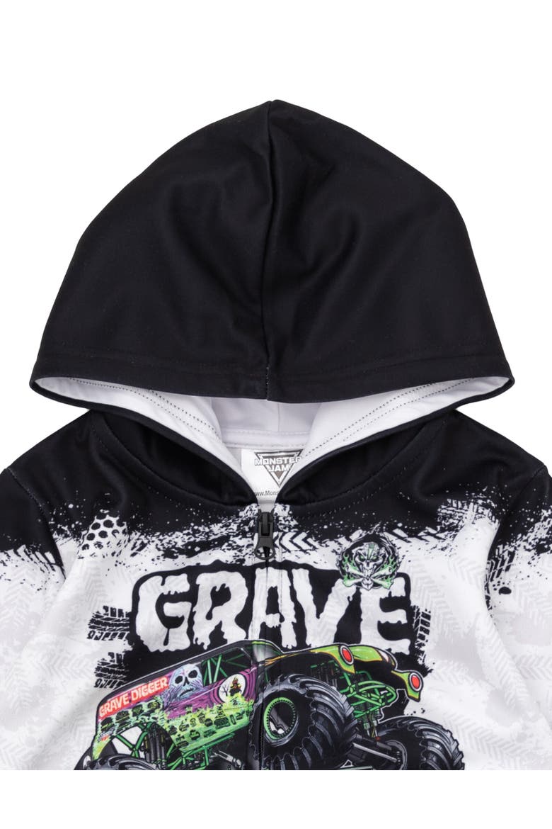 Grave Digger Fleece Zip-Up Hoodie, Alternate, color, Grave Digger White