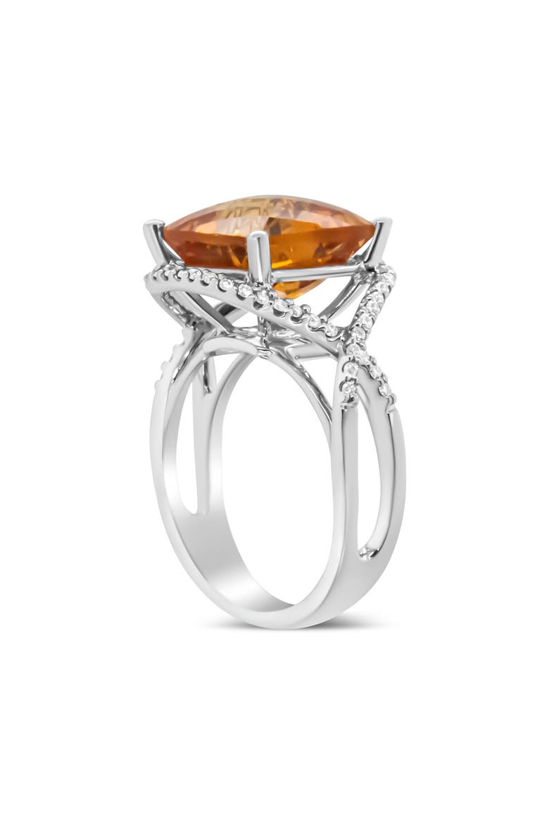 14K Gold Citrine Gemstone & 1/3 Cttw Diamond Ring, Alternate, color, White
