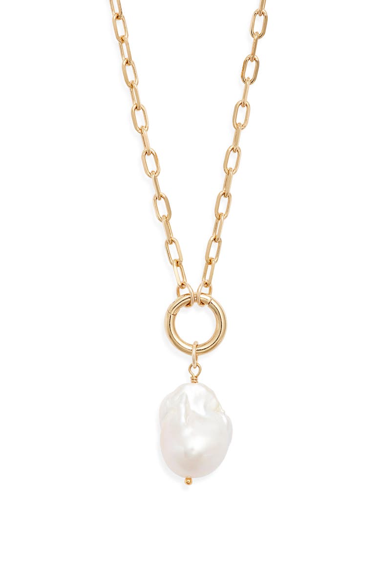 James Baroque Pearl Necklace, Main, color, GOLD
