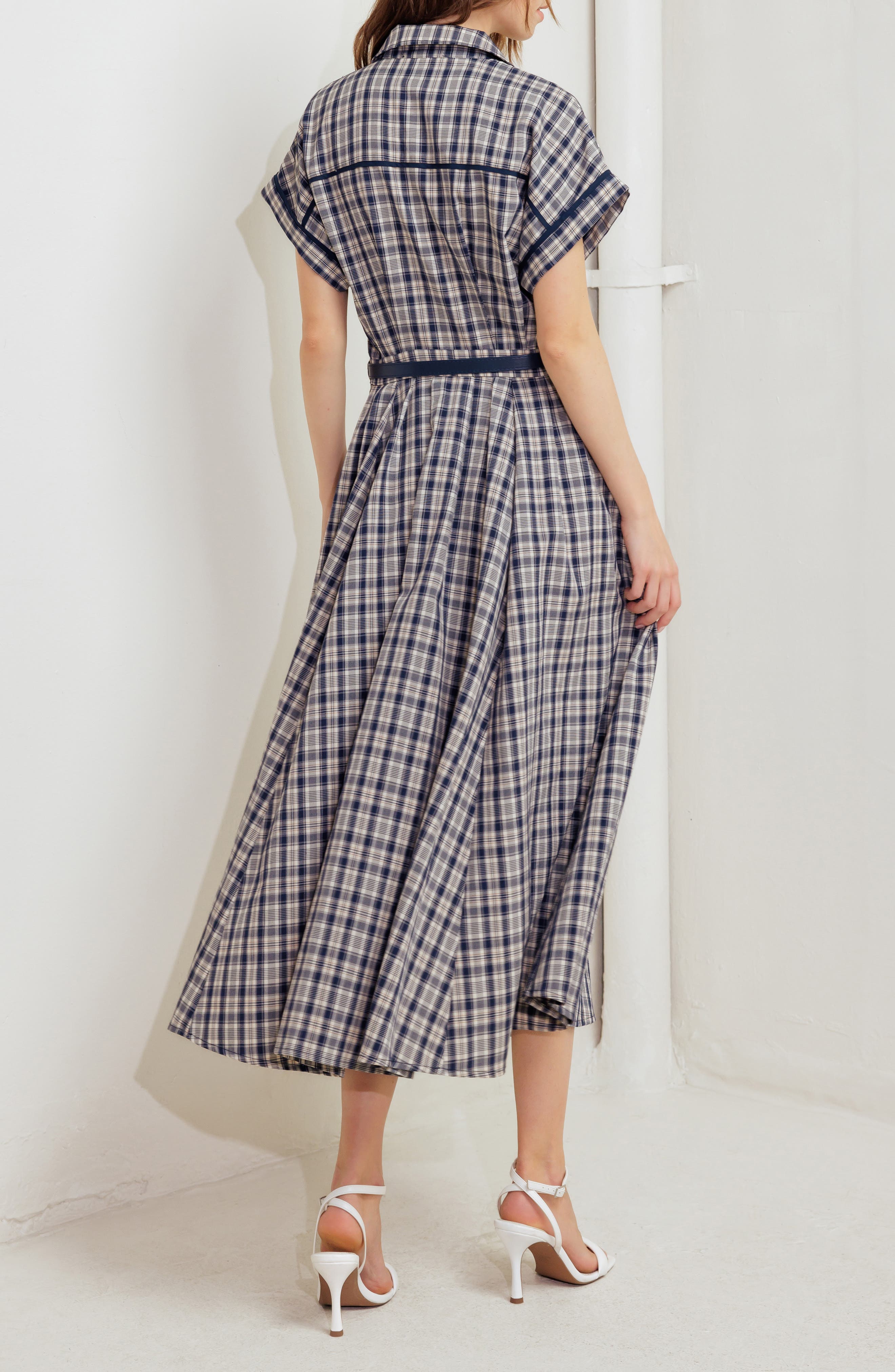 Belted Plaid Shirtdress - image 2