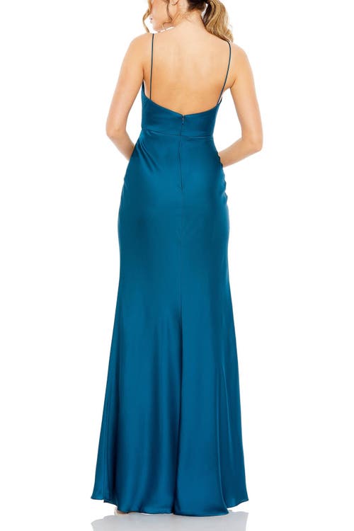 Mac Duggal Tie Front Dress With Keyhole Detail In Ocean