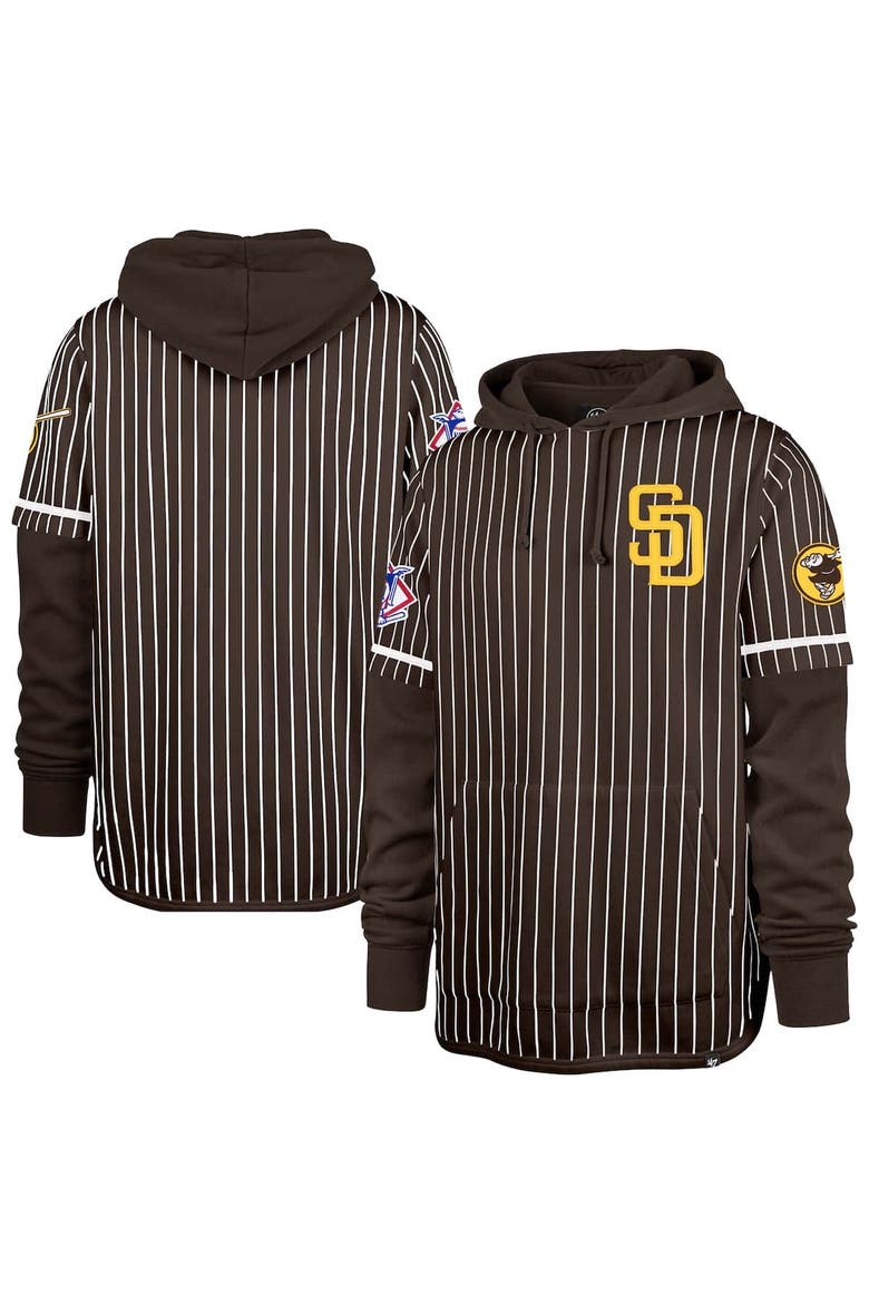 Men's '47  Brown San Diego Padres Pinstripe Double Header Pullover Hoodie, Alternate, color, Brown