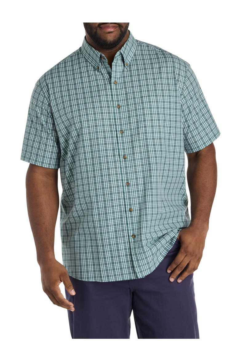 Big & Tall Easy-Care Medium Plaid Sport Shirt V4, Main, color, GREEN MULTI