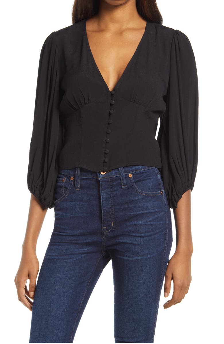 Charlie Holiday Cali Floral V-Neck Blouse, Main, color, 