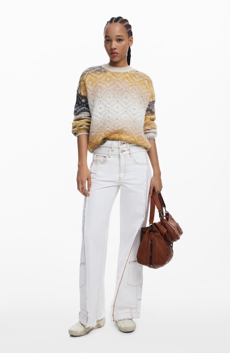 Desigual Pattern Stitch Crewneck Sweater, Alternate, color, Multi