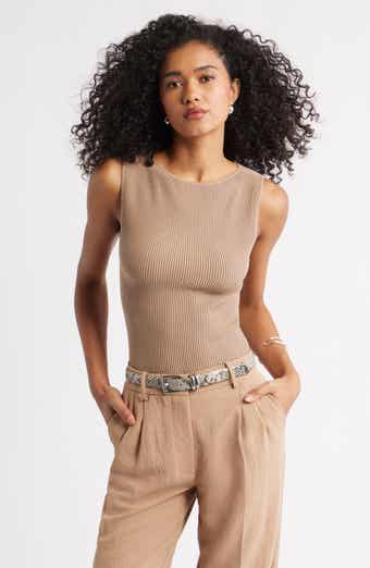 Open Edit Luxe Sculpt Rib Sweater Tank