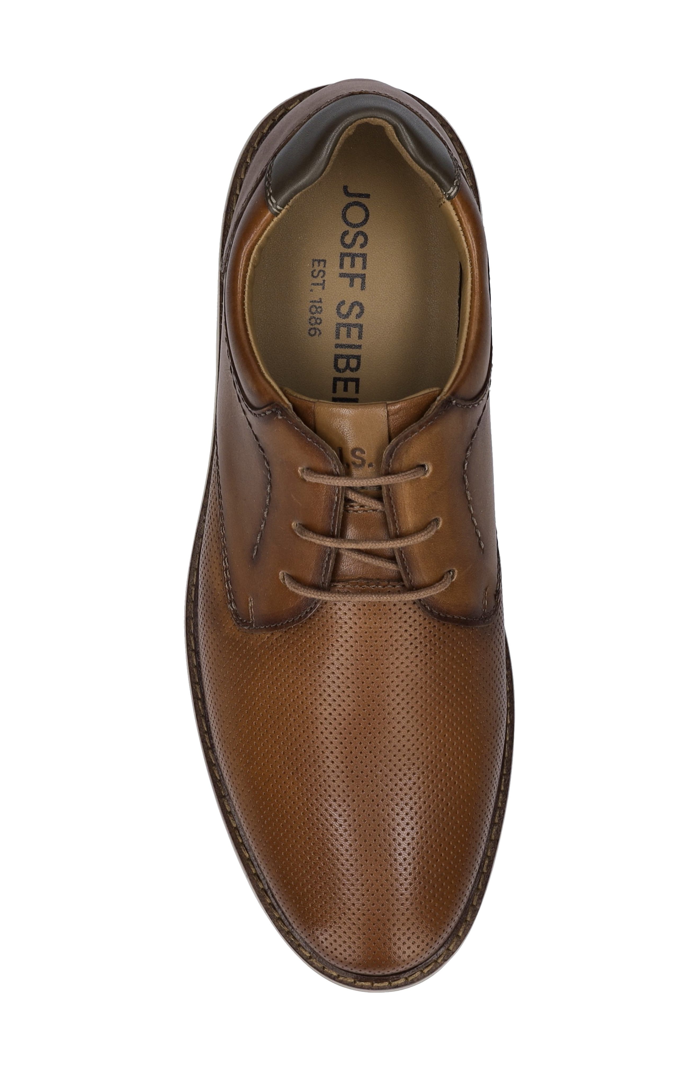 Stuart 02 Perforated Leather Derby, Alternate, color, CAMEL